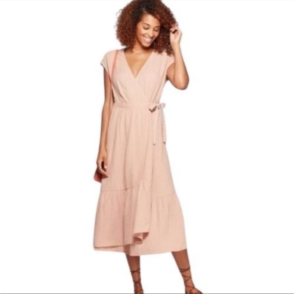 Universal Thread Wrap Midi Pink Blush Dress